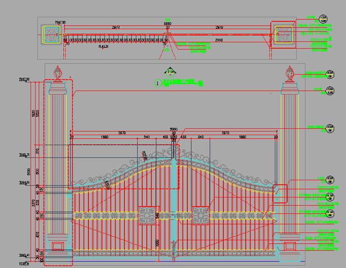 鐵藝大門CAD圖