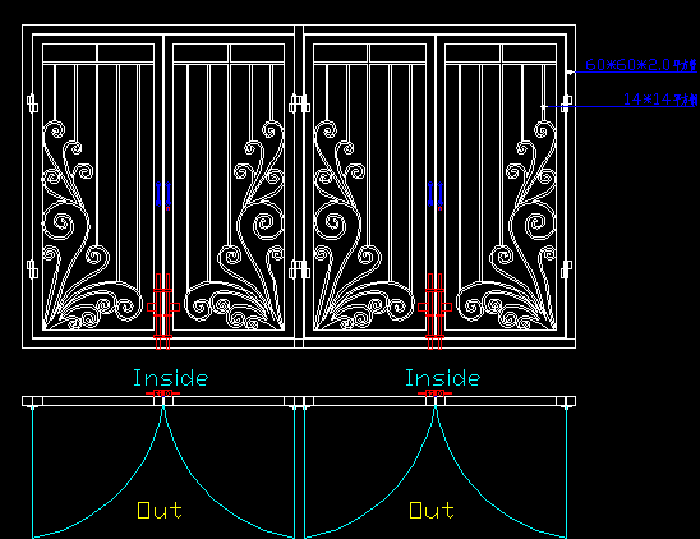 鐵藝入戶門(mén)CAD圖