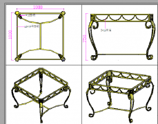 鍛造鐵藝茶幾CAD圖